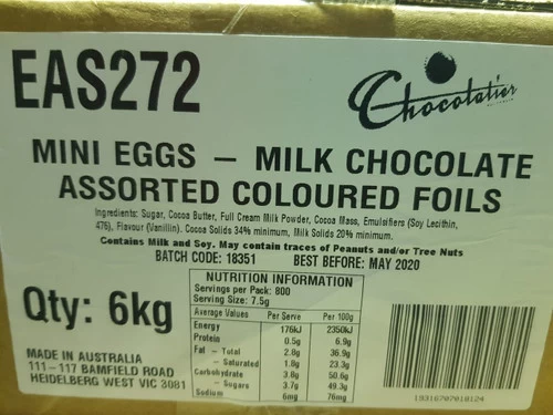 Chocolatier - Milk Chocolate Mini Eggs Assorted Foil - Bulk(6kg Box - Approx 800 Eggs) 3 Chocolatier - Milk Chocolate Mini Eggs Assorted Foil - Bulk(6kg Box - Approx 800 Eggs)