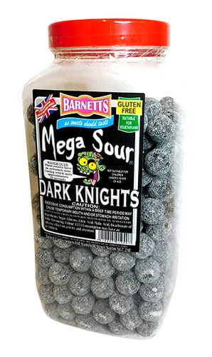 Barnetts Mega Sour Dark Knights Candy - Licorice (3kg Jar) 3 Barnetts Mega Sour Dark Knights Candy - Licorice (3kg Jar)