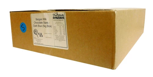Belgian Milk Chocolate Stars - Dark Blue (5kg Box) 3 Belgian Milk Chocolate Stars - Dark Blue (5kg Box)