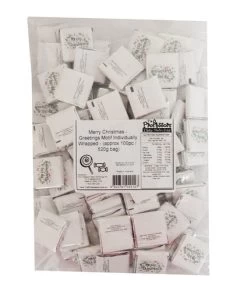 Christmas Belgian Chocolates - Greetings Motif (approx 100pc /700g Bag)