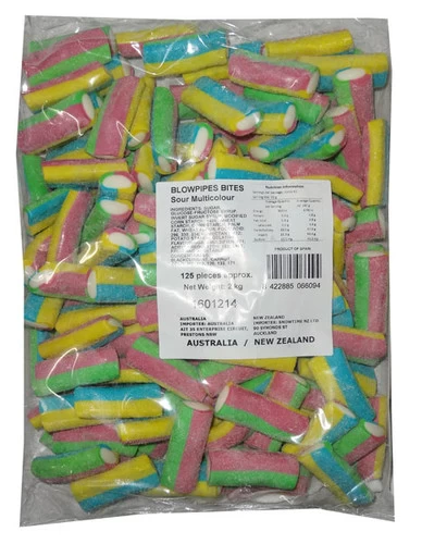 Blowpipes Bites - Sour Multicolour (2kg Bag) Approx 125 Pieces 3 Blowpipes Bites - Sour Multicolour (2kg Bag) Approx 125 Pieces