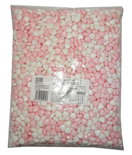 Compressed Candy - Pink And White Hearts (1kg Bag) 3 Compressed Candy - Pink And White Hearts (1kg Bag)