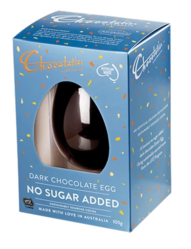 Chocolatier - Fairtrade No Added Sugar (Stevia) Dark Chocolate Egg (100g ) 3 Chocolatier - Fairtrade No Added Sugar (Stevia) Dark Chocolate Egg (100g )