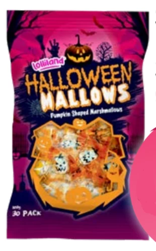 Lolliland Halloween Mallows - Pumpkin Marshmallows (30pc - 90g Bag) 3 Lolliland Halloween Mallows - Pumpkin Marshmallows (30pc - 90g Bag)