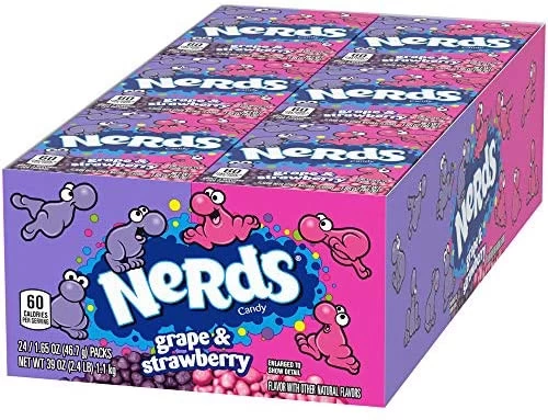 Nerds - Grape & Strawberry (24 X 46.7g Piece Display Unit) 3 Nerds - Grape & Strawberry (24 X 46.7g Piece Display Unit)