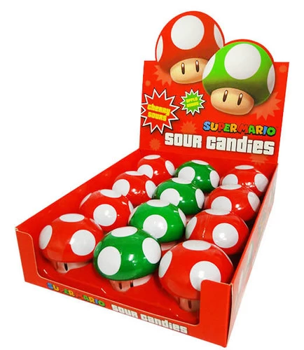 Nintendo Mushroom Sours Candies (12 X 28g Tins In A Display)