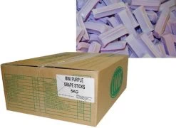 Premium Mini Fruit Sticks Bulk - Purple With A Grape Flavour (5kg Box) -Candy Promotion Store Premium Mini Fruit Sticks Purple 5kg bulk box display pic 49764.1490752914