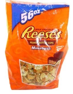 Reeses Mini Peanut Butter Cups 56oz (1.58kg - Approx. 180 Cups Per Bag)