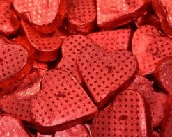Chocolate Gems - Romeo Hearts - Embossed Red Foil(5kg Box / Approx 195 Pieces)