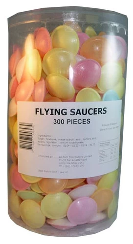 Flying Saucers (300 X Sherbet Ufo S In A Display) 3 Flying Saucers (300 X Sherbet Ufo S In A Display)