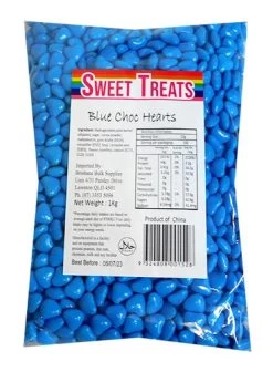 Sweet Treats Choc Hearts - Blue (1kg Bag)