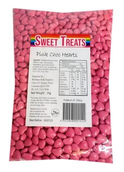 Sweet Treats Choc Hearts - Pink (1kg Bag)