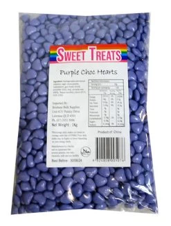 Sweet Treats Choc Hearts - Purple (1kg Bag)