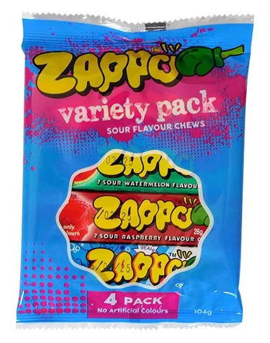 Zappo Chews Multi-Pack - 3 Flavor (4 Pack X 18pc Per Box)