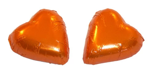 Chocolate Gems - Chocolate Hearts - Orange Foil (500g Bag / Approx 60 Pieces) 3 Chocolate Gems - Chocolate Hearts - Orange Foil (500g Bag / Approx 60 Pieces)