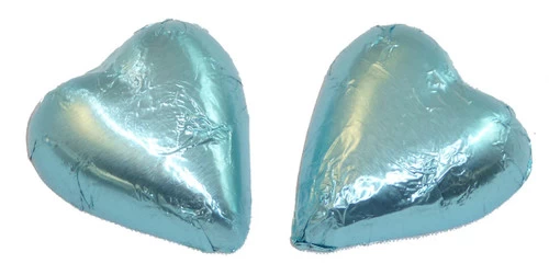 Chocolate Gems - Chocolate Hearts - Ice Blue Foil (500g Bag / Approx 60 Pieces) 3 Chocolate Gems - Chocolate Hearts - Ice Blue Foil (500g Bag / Approx 60 Pieces)