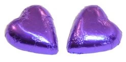 Chocolate Gems - Chocolate Hearts - Purple Foil (500g Bag / Approx 60 Pieces)