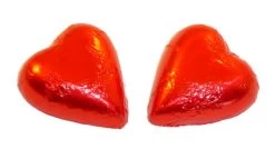 Chocolate Gems - Chocolate Hearts - Red Foil (5kg Box / Approx 625 Pieces)
