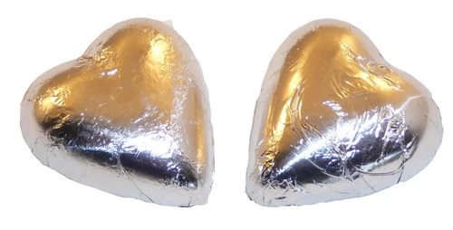 Chocolate Gems - Chocolate Hearts - Silver Foil (500g Bag / Approx 60 Pieces) 3 Chocolate Gems - Chocolate Hearts - Silver Foil (500g Bag / Approx 60 Pieces)