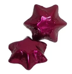 Chocolate Gems - Chocolate Stars - Burgundy Foil (500g Bag / Approx 69 Pcs)