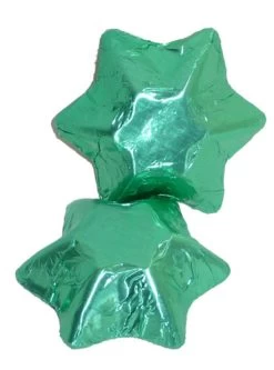 Chocolate Gems - Chocolate Stars - Ice Green Foil (500g Bag / Approx 69 Pcs)
