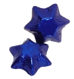 Chocolate Gems - Chocolate Stars - Royal Blue Foil (500g Bag / Approx 69 Pcs)